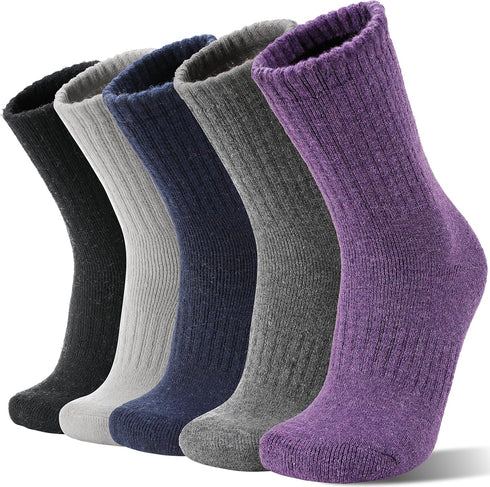 Sandsuced 5 Pack Merino Wool Hiking Socks for Women Warm Winter Thick Thermal Cozy Boot Work Soft Ladies Socks...