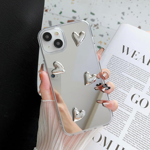 Jmltech for Phone 15 Case Heart Silicone Luxury Girly Women Clear Hybrid Pattern Glitter Bling Slim Thin Cute Protective Shockproof Phone Cases fo...