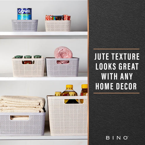 BINO | Woven Plastic Basket | XS (Natural Grey), 5-Pack | THE JUTE COLLECTION | Home Organization, Space - Saving Storage, Stylish Design | Jute B...