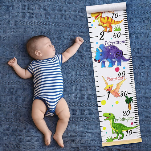 Beinou Baby Growth Chart Ruler for Kids Wood Frame Height Measure Chart 7.9in x 79in Canvas Hanging Height Growth Chart...