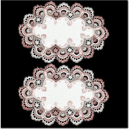 White Mauve Rose Jacquard Lace Doily, Placemats, Dresser Scarf, Table Runner (14Wx21L Set of 2)...