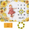 Sunflower Baby Monthly Milestone Blanket Girl, Floral Newborns Month Blanket Gift for Baby Shower, Soft Plush Photo Prop Blanket, Wreath &Headband...