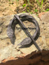 Viking Cloak Pin, Norse BlackLeaf Penannular Brooch, Medieval Apron Buckle Clasp Cloak Badge, Cloak Pin Black...