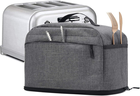 VOSDANS 4 Slice Toaster Cover with Removable Bottom 2-in-1 Toaster Bag with Pockets Toaster Storage Bag with Handle, Dust and Fingerprint Protecti...