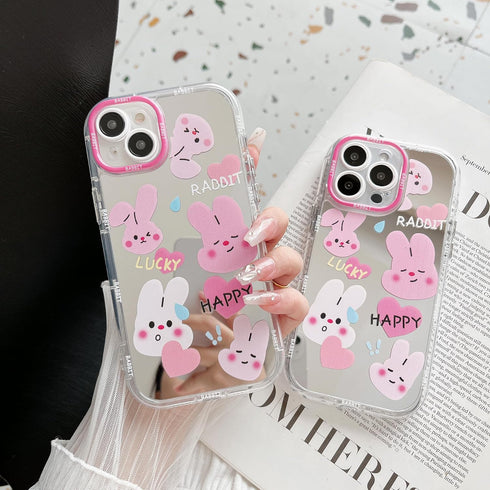 Jmltech for iPhone 15 Pro Max Case Cute Mirror Girly Pink Rabbit Women Silicone Slim Protective Phone Cases for iPhone 15 Pro Max (Rabbit, iPhone ...
