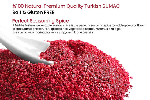 Cerez Pazari Sumac Spice Powder, Turkish Sumac Seasoning, Tangy Lemony Flavor, Middle Eastern And Mediterranean Spices, Gluten-Free, Easy To Use F...