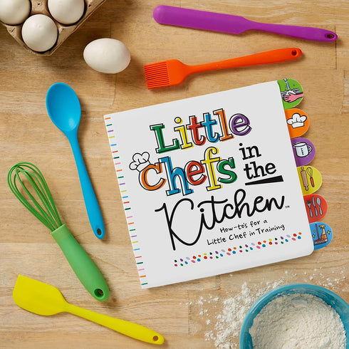 C.R. Gibson Kids in The Kitchen Oil Brush, Spoon, Whisk, Long, Standard Spatula Silicone Utensil Set, Multicolor...