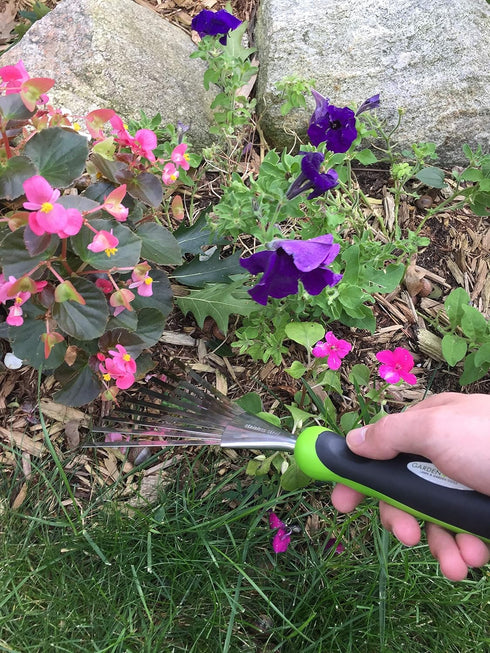 Garden Guru Stainless Steel Hand Rake Soil Tiller with Ergonomic Handle, Great for Gardening, Cultivating, Loosening Soil & Spreading Mulch...