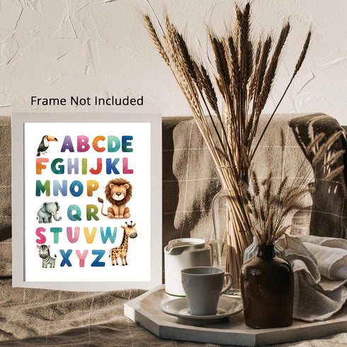 Posterizer 1 pcs-Alphabet ABC With Safari Animals-Kids Room Art-Gift for Teachers-Decor for nursery toddlers kids room- unframed wall art...