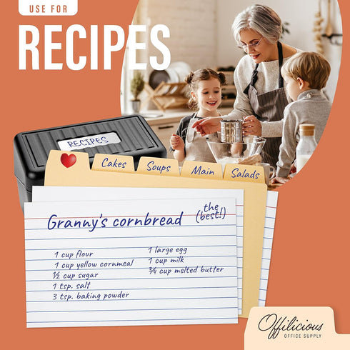 25 Manila Index Card Box Dividers 3x5" - Index Card Dividers with Tabs & 108 Easy-Read Stickers, Index Card Monthly Dividers, Recipe Guides, Greet...