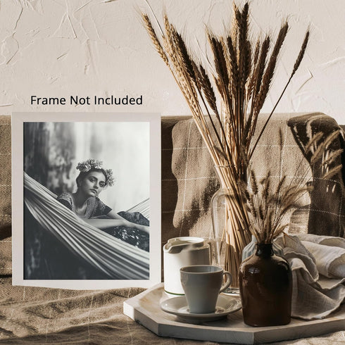 Posterizer 1 pcs-black and white photography style art-woman with flower crown 1-Photography Art-Retro Art-Decor for Home & Office- unframed wall ...