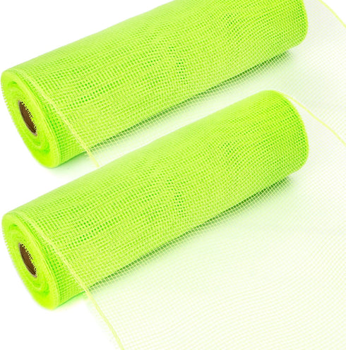Ribbli 2 Rolls Lime Green Mesh Ribbon,10 inch x 30 feet(10Yard) Per Roll, Use for Wreath Swags and Christmas Tree Decoration (Non-Metallic)...