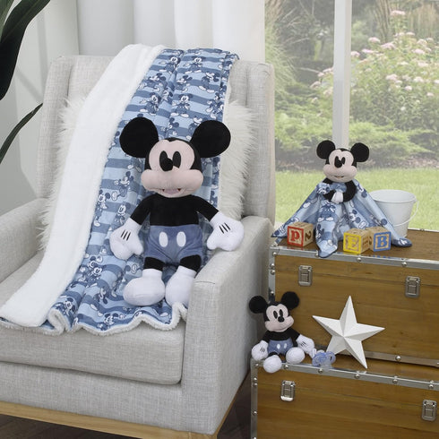 Disney Mickey Mouse Blue, White and Black Lovey Security Blanket...