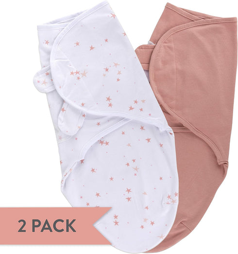 Ely's & Co. Adjustable Swaddles for Newborn, Baby Swaddles 0-3 Months, Velcro Swaddle Sack for Baby Girl, 100% Cotton, 2 Pack (Dusty Rose and Mauv...
