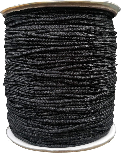 Black Nylon Braided Cord Extra Strong Multi-Use Thread 1.5mm x 175 Yards 160m Jewelry Making String Beading Shamballa Necklaces Bracelets Lift Sha...