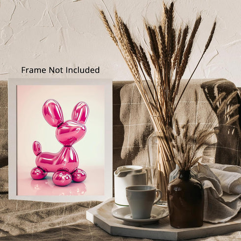 Posterizer 1 pcs-shiny metallic balloon animal-dog-pink cute art 5-Kids Room Art-Art for Animal Lovers-Decor for nursery toddlers kids room- unfra...