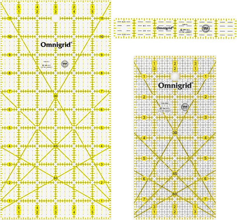 Omnigrid Rectangle Value Pack (1"x6", 4"x8", 6"x12") Quilting Ruler, Clear...