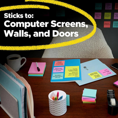 Post-it® Super Sticky Notes, Assorted Sizes, Energy Boost Collection...