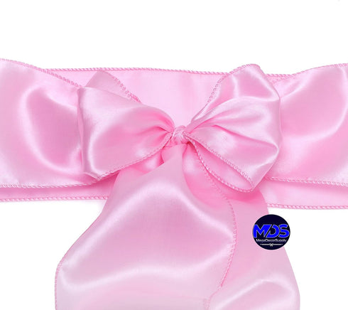 MDS Pack of 50 PCS Satin Chair Sashes Charmeuse Sateen Dining Chair Bows Ribbon Ties Back Sash for Wedding Party Birthday Home Hotel Restaurant Ba...