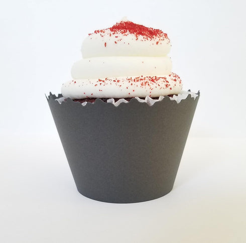 Cupcake Wrappers Solid Colors Adjustable - Set of 12 (Charcoal Dark Gray)...