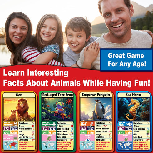 THINK2MASTER Animal Kingdom Info Quest Educational Card Game - Perfect for Boys, Girls, Kids, Classroom, Friends and Families to Have Fun While Le...