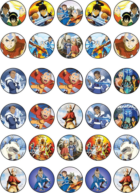 30 x Edible Cupcake Toppers Themed of cartoon anime Collection of Edible Cake Decorations | Uncut Edible on Wafer Sheet...