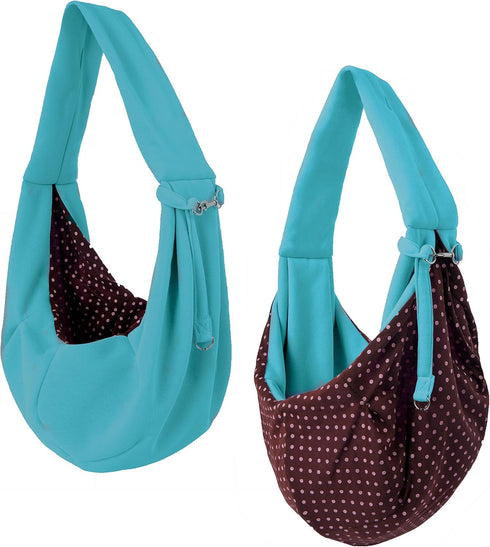 iPrimio Reversible Cat Sling & Dog Carrier Sling - Aqua Blue, Soft Hands Free Pet Carrier, Cat Papoose Carrier Front, Puppy Sling, Cat Carrier, Pe...