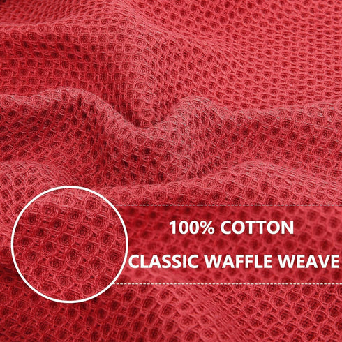 Homaxy 100% Cotton Waffle Weave Kitchen Dish Cloths, Ultra Soft Absorbent Quick Drying Dish Towels, 12 x 12 Inches, 6-Pack, Brick Red...
