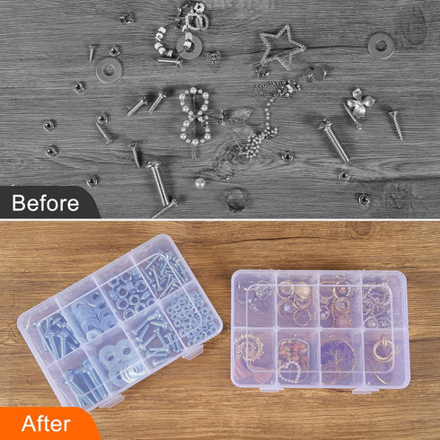 QUEFE 2 Pack 8 Grids Bead Organizers and Storage, Plastic Organizer Box with Removable Dividers Tackle Box Organizer for Candies Snacks Electronic...