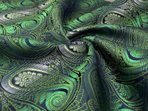 S&W SHLAX&WING Ties for Men Green White Paisley Classic Size Necktie with Pocket Square...