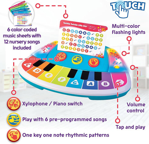 Magic Touch Baby Piano, Toddler Music Toy, Infant Touch Sensor Musical Piano Instrument, Switch between Piano and Xylophone, Kids Gifts for 9 12 1...