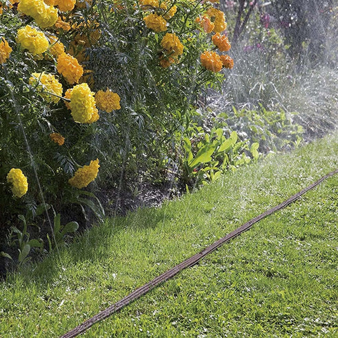 PVC Flat Sprinkler Hose with Garden Hose Quick Connector 3/4" GHT Fittings, Irrigation Soaker Hose, Drip Hose, Save Water (15FT, Black)...