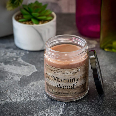 Morning Wood - Cedarwood Vanilla Scent - Funny 6 oz jar Candle- 40 Hour Burn time - Poured in Small batches in The USA...
