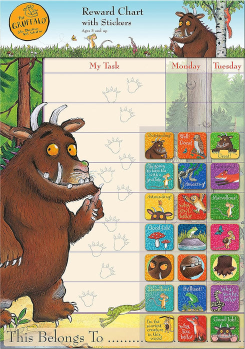 01.70.30.016 The Gruffalo Reward Chart and Sparkly Stickers...