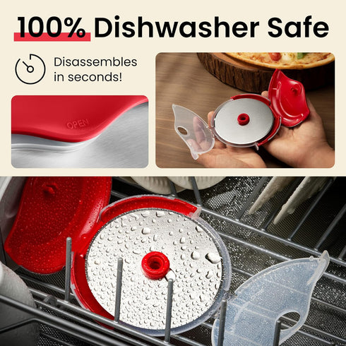 Kitchy Pizza Cutter Wheel with Protective Blade Cover, Ergonomic Pizza Slicer (Red)...