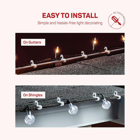 SEWANTA Christmas Light Clips - Set of 200 Mini Clips for Gutters and Shingles - Hanging Outdoor Lights - USA Made - No Tools Required...