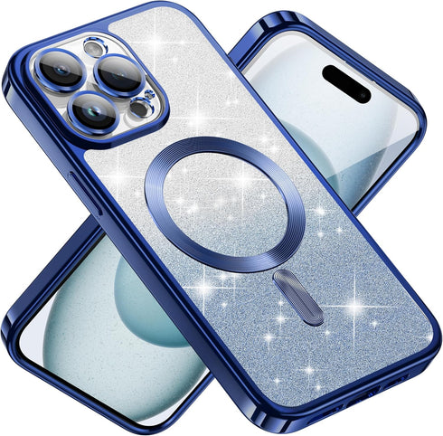 Jmltech for Phone 15 Pro Max Case Magnetic Clear Shockproof Cute Transparent Silicone Soft TPU Luxury Plating Bumper Phone Case (iPhone 15 Pro Max...