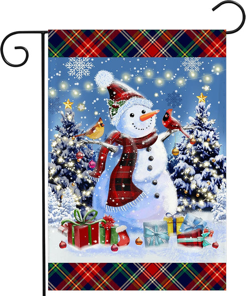 Merry Christmas Cute Snowman Red Parrot Garden Flag House Flag Spring Welcome Garden Flags Double Sided Printed Flags for Patio Lawn Home Outdoor ...
