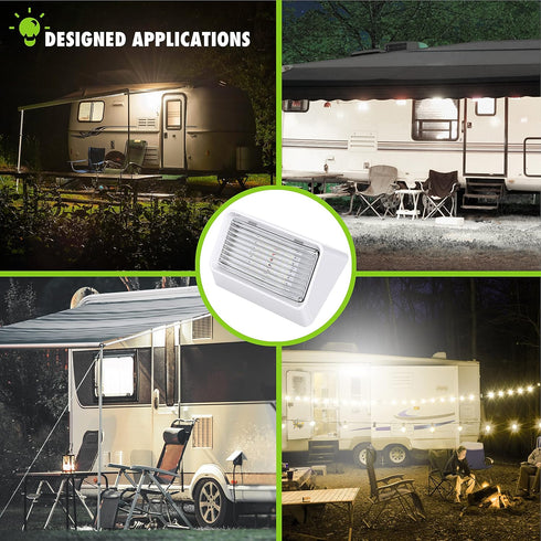 Leisure LED RV Exterior Porch Utility Light - 12v 280 Lumen Lighting Fixture. Replacement Lighting for RVs, Trailers, Campers, 5th Wheels. White B...