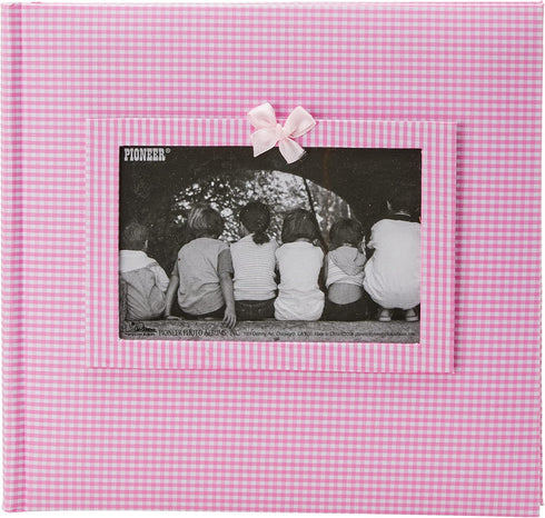 Pioneer Photo Albums 200-Pocket Gingham Fabric Frame Cover Photo Album for 4 by 6-Inch Prints, Pink...