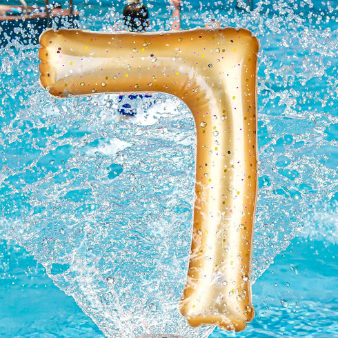 Number 0-9 Pool Float 20'' Gold Pool Birthday Party Decoration Large Inflatable Swimming Balloon for Summer Graduation Party Supplies Indoor Outdo...
