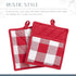 Elrene Home Fashions Farmhouse Living Buffalo-Check Pot-Holder Set, Rustic Pot Holders for Kitchen, Set of 2, 8" x 9", Red/White...