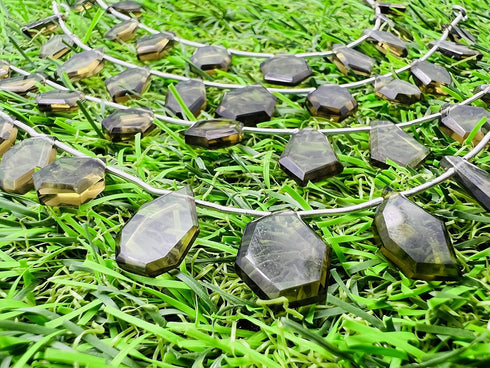 1 Strand Smoky Quartz 11 Pcs Beads Size 3.5x13-4.5x16.5mm Fancy Shape Cut Faceted Beads for Jewellery Making, Beading & Craft Supplies KCRAFTS-RK_...