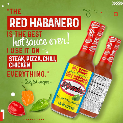 El Yucateco Red Habanero Sauce, 4 oz., 6 Pack, 8,550 Average Scoville Units, Gluten Free, Sugar Free...