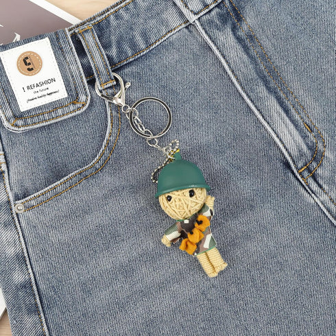 Voodoo Doll Handcrafted Woolen Cute Keychain - Handmade Charm for Backpack, Luggage, Car Mirrors and Keys-Soilder Doll...