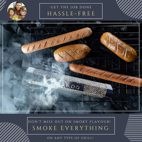 Pellet Smoker - BBQ Hexagonal Smoking Tube + Brush + Hook + Free EBook + Digital User Guide - 5 Hours of Billowing Smoke - For Electric, Gas, Char...