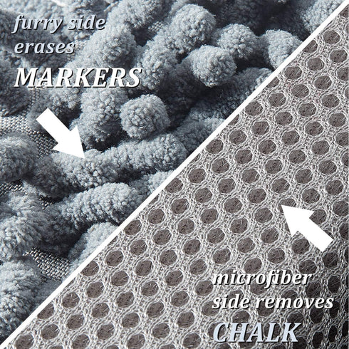 4 Pieces Microfiber Shag Whiteboard Eraser Washable Microfiber Shag Dry Erase Board Eraser for Markers, Chalk, Home, Classroom and Office (Gray, B...