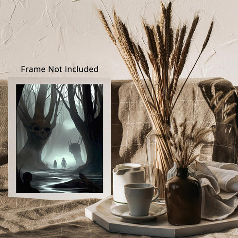 Posterizer 1 pcs-hunting mystical forest with creepy creatures 1-Gothic Art-Landscape & Nature Art-Living Room Bedroom Decor- unframed wall art...