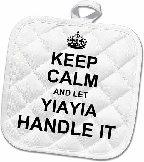 3D Rose Keep Calm and Let Yiayia Handle It Fun Funny Grandma YIA Gift Pot Holder, 8 x 8...