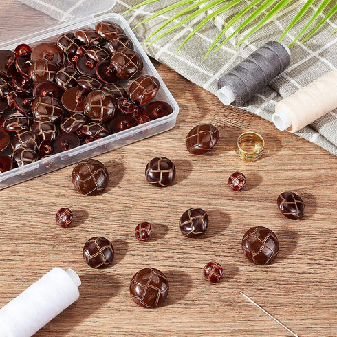 CHGCRAFT 100Pcs 3 Size 1-Hole Plastic Buttons Round Brown Plastic Imitation Leather Buttons Set for Blazer Suits Sport Coat Uniform Jacket Sewing ...